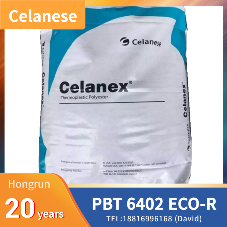Celanese PBT Celanex 6402 ECO-R,40% glass/mineral filled low-warpage PBT/PET blend with 25% post-consumer recycled content Same mechanical performance as virgin grade, smooth surface, excellent dimensional stability High rigidity, heat aging resistance, superior electrical and chemical resistance Sustainable low-carbon material to meet ESG and green supply chain requirements UL94 HB, RoHS & REACH compliant