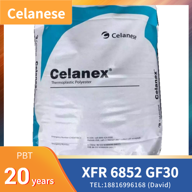 Celanese Celanex XFR 6852 GF30 PBT,30% glass fiber reinforced, halogen & antimony-free eco-friendly flame retardant grade, high strength, high rigidity, good low-temperature toughness, high-temperature creep resistance, fatigue resistance, high temperature resistance, excellent electrical insulation, favorable chemical resistance, environmentally compliant, superior melt flowability, fast crystallization rate and short molding cycle